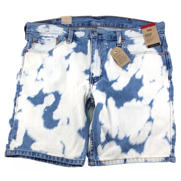 LEVI'S 412 Size 38 Bleach Blue Slim Fit 9" Inseam Hemmed Jean Shorts NWT - Picture 3 of 6
